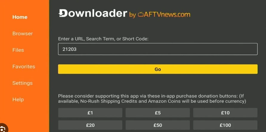 Downloader na TV Android